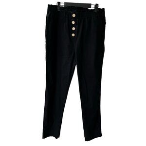 NIMIN Women’s Loose Pants Cropped Elastic High Waist Paper Bag Black X Large